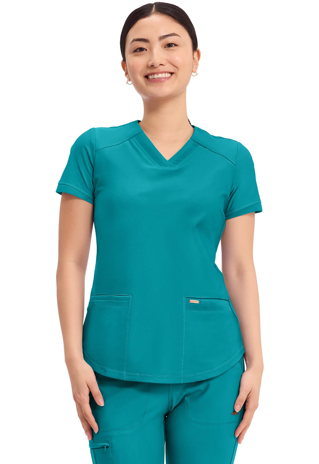 Cherokee Form Scrub Tops for Women, Stretchy V-Neck Knit Scrub Top - CK840