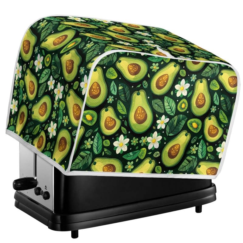 Poceacles Daisy Bees Designs Black Toaster Cover For Kitchen Office, 4 Slice Toaster Cover Appliance Cover Toaster Dust & Fingerprint Protection Machine Washable, M
