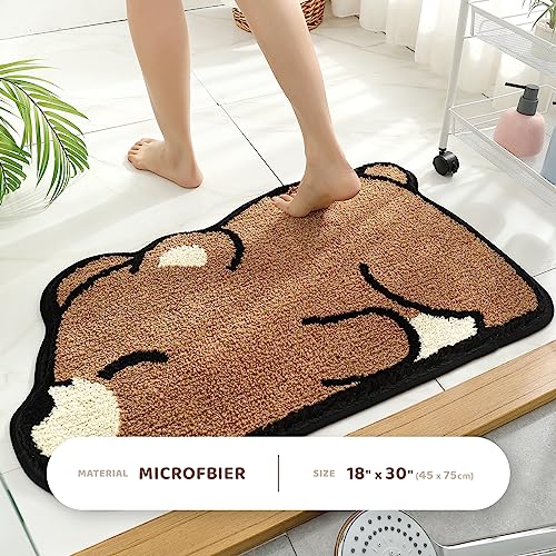 Animal Bathroom Rug Bath Mat, Extra Soft Absorbent Bath Rugs, Non-Slip Comfortable Shower Rug, Carpet For Tub, Shower, Bath Room, Machine Wash Dry, 17.7" X 29.5", Bear #TOP1