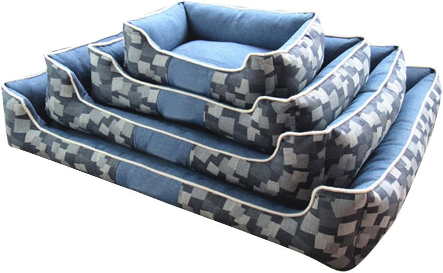 MISSMAO Lovely Soft Dogs Cats Beds Warm Confort Kenne Washable Bite-resistant Beds for Large Dogs Cats Blue