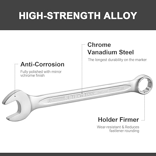 Miniatura 3 de Jetech Llave combinada de 0.709 in, grado industrial, acero al cromo vanadio, acabado con chorro de arena, forjada, tratada térmicamente, métrica