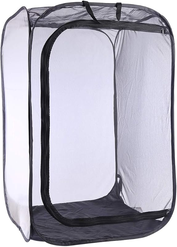 Insekt Und Schmetterling Habitat Käfig Schwarz Faltbare Schutz Käfig Mesh Terrarium Pop-Up-60 * 60 * 90cm