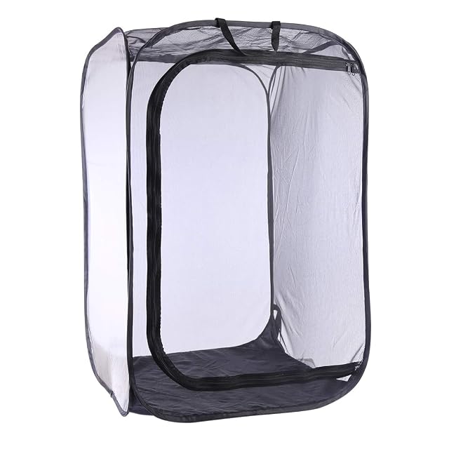 Jaula para Insectos y Mariposas (Plegable, Malla), Color Negro, Malla y PVC, 60 x 60 x 90 cm, Large