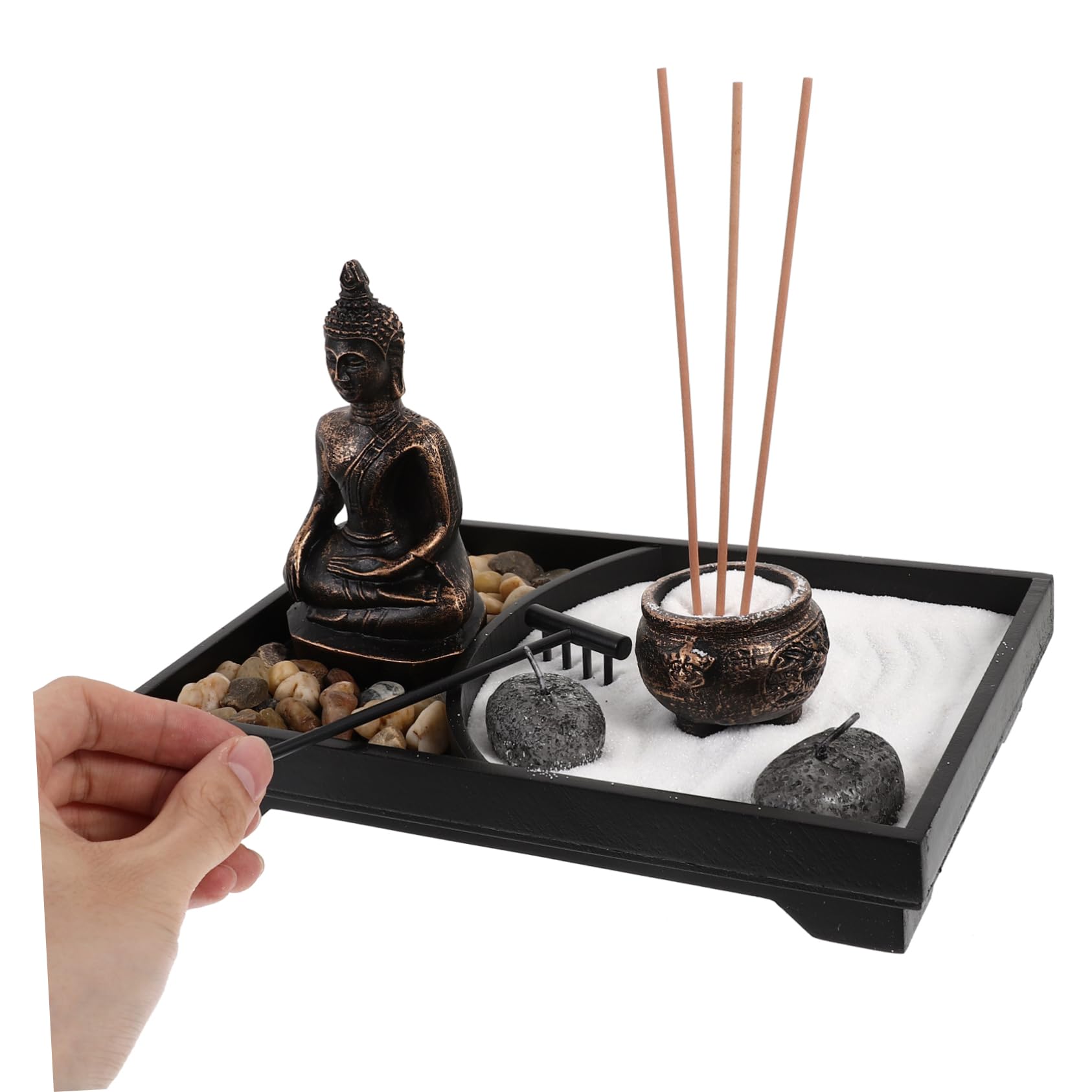 Garneck Porta Incensi Statua Buddha Nero in Legno e Resina, Decorazione Zen per Casa e Studio, Atmosfera Მშვიდ?