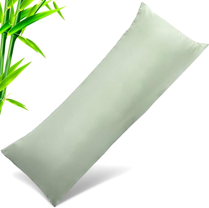 Green - Body Cooling Pillow Cases Cover, Bamboo Rayon Green Body Pillowcases with Zipper Closure, Cool and Breathable Pillow Case for Hot Sleepers and Night Sweats, 20x54 inches