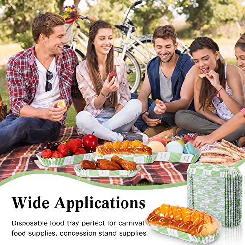 300 Pcs Paper Hot Dog Trays 6 Inch Paper Food Trays Concession Stand Supplies Disposable Hot Dog Holder Paper Hotdog Boats Rectangular Fluted Paper Hot Dog Liners for Takeout Food (Sweet Style)