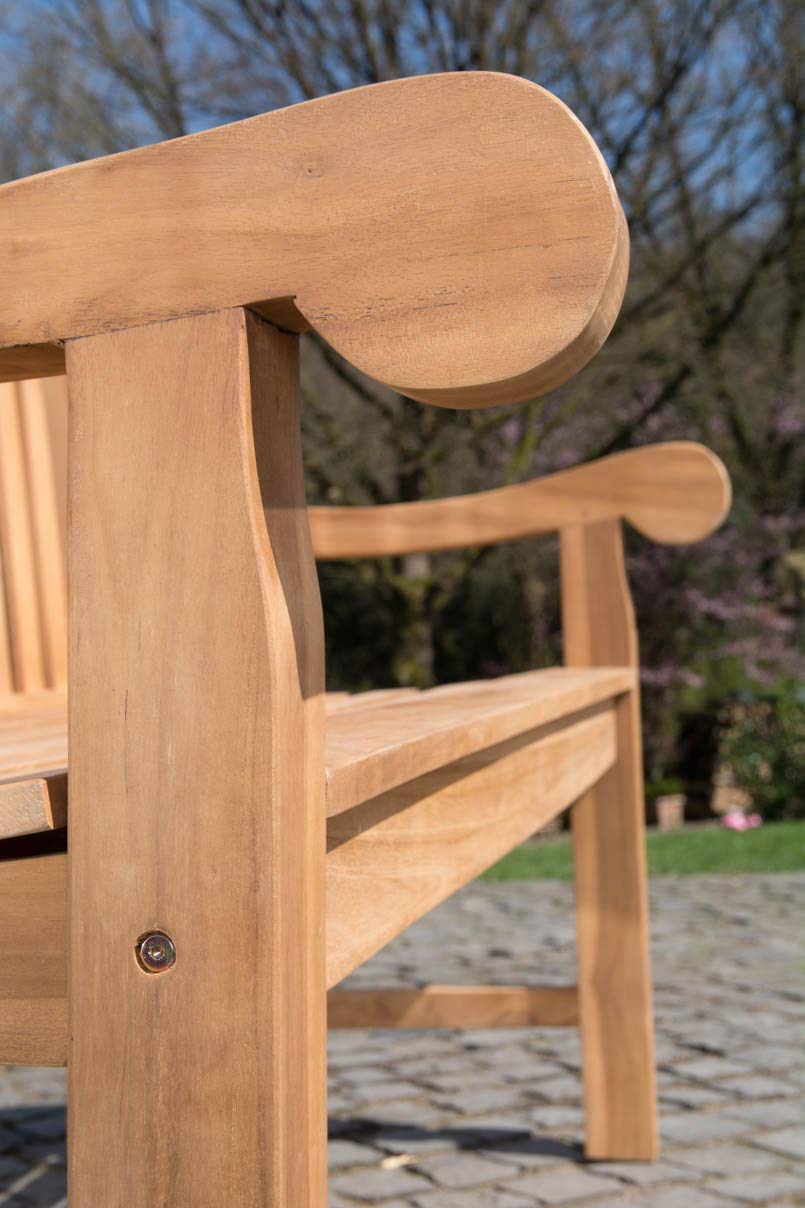CLP Panca da Giardino in Teak Florida I Panca con Seduta ergonomica in Legno Massiccio I Altezza della Seduta: 44 CM, Colore:Teak, Dimensione:180 cm