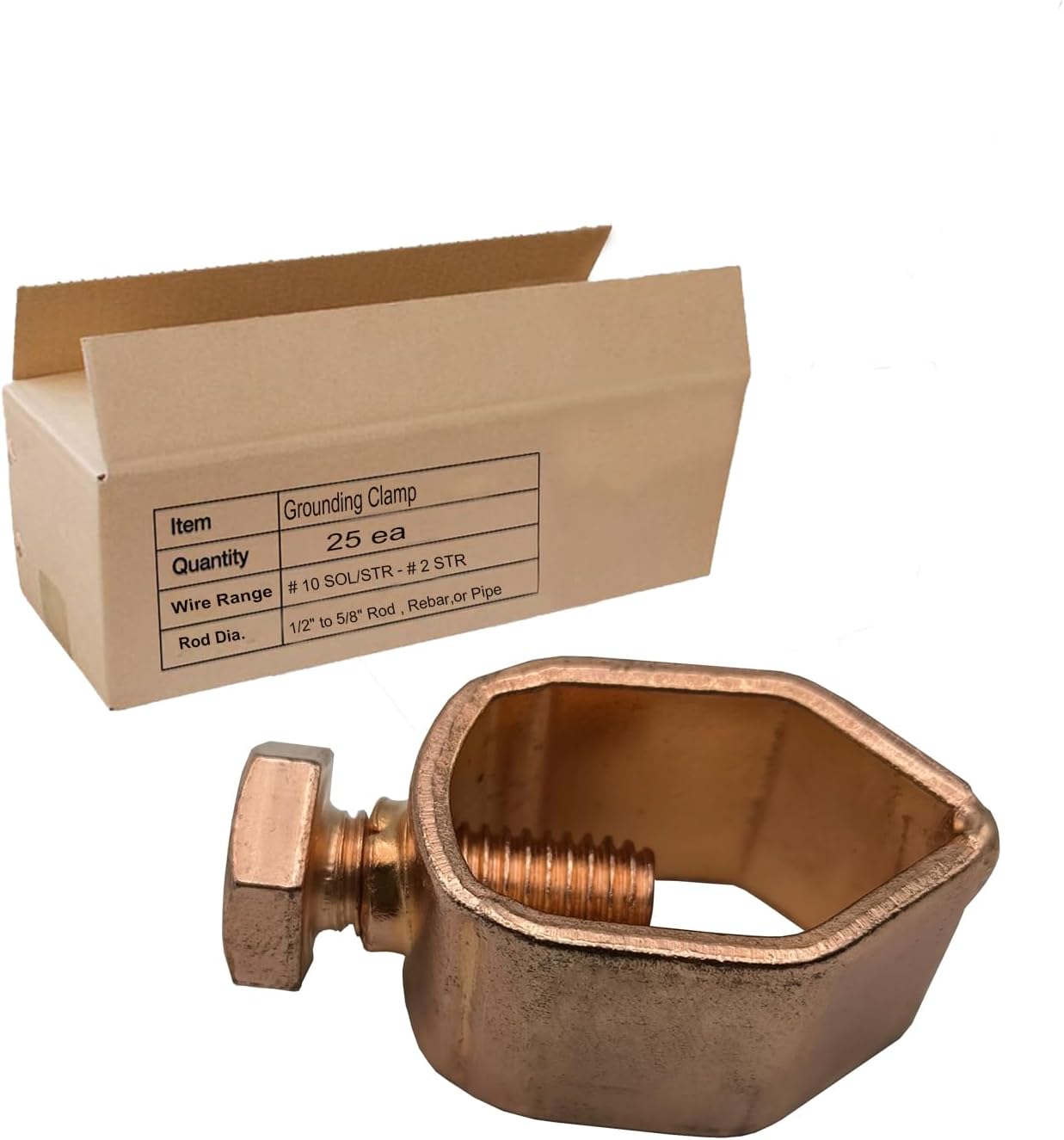 50PCS Pack Ground Rod Clamp, Great for 1/2”- 5/8’’ Grounding Rods, Rebar, or Pipe (ground clamp 50pcs pack)