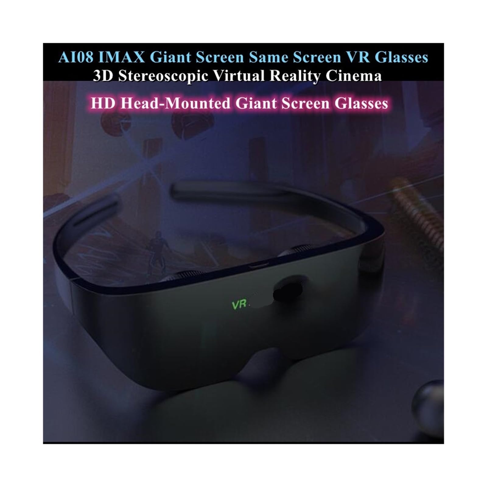 Gafas Inteligentes 3D de 20 m con Pantalla Gigante IMAX de 100 Pulgadas. Auriculares de Realidad Virtual con Sonido estéreo y Misma Pantalla for Cine. Compatibles con Smartphones y PC.