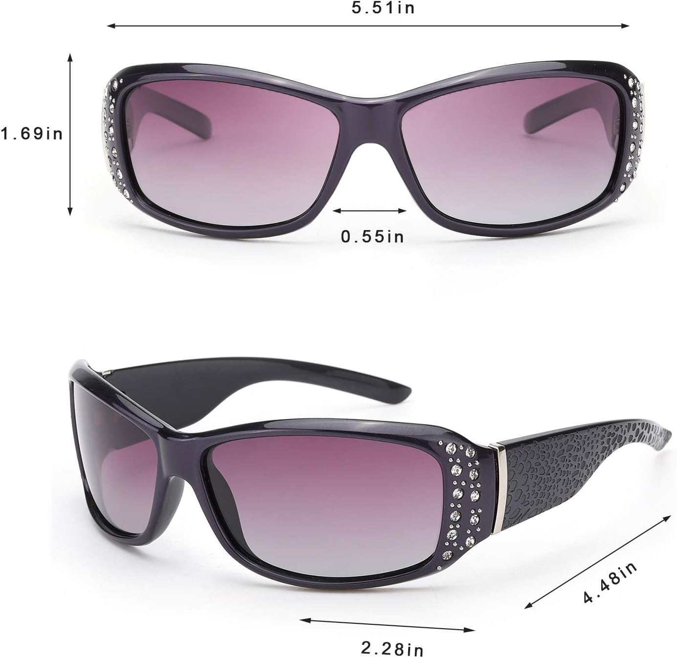 IGnaef Polarized Sunglasses for Women, Rhinestone Women Sunglasses UV400 Protection for Driving/Fishing/Shopping - Image 3