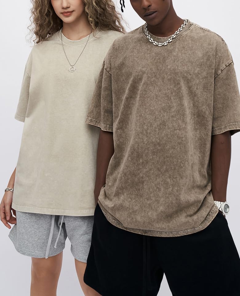 Sumleno 4 Pack Men's Summer Oversized T-Shirts Unisex Vintage Baggy Heavy Cotton Tee Short Sleeve Loose Solid Casual Tops - Image 5