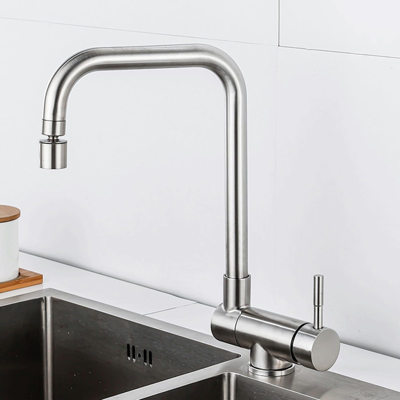 Robinet de cuisine avec douchette extractible 360° et mitigeur pliable noir