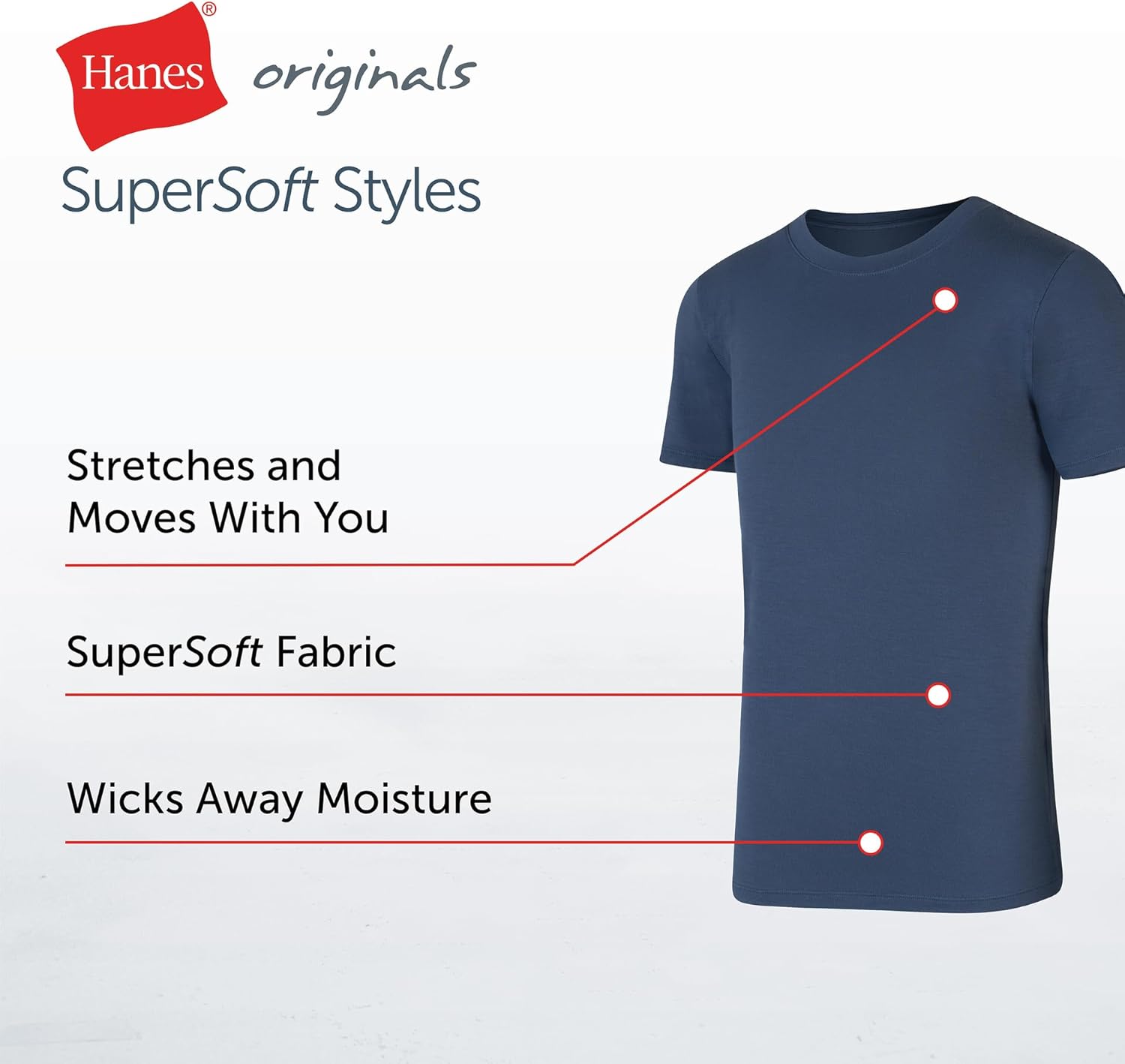 Hanes Boys' Originals Supersoft Moisture-Wicking T-Shirt 3-Pack - Image 4