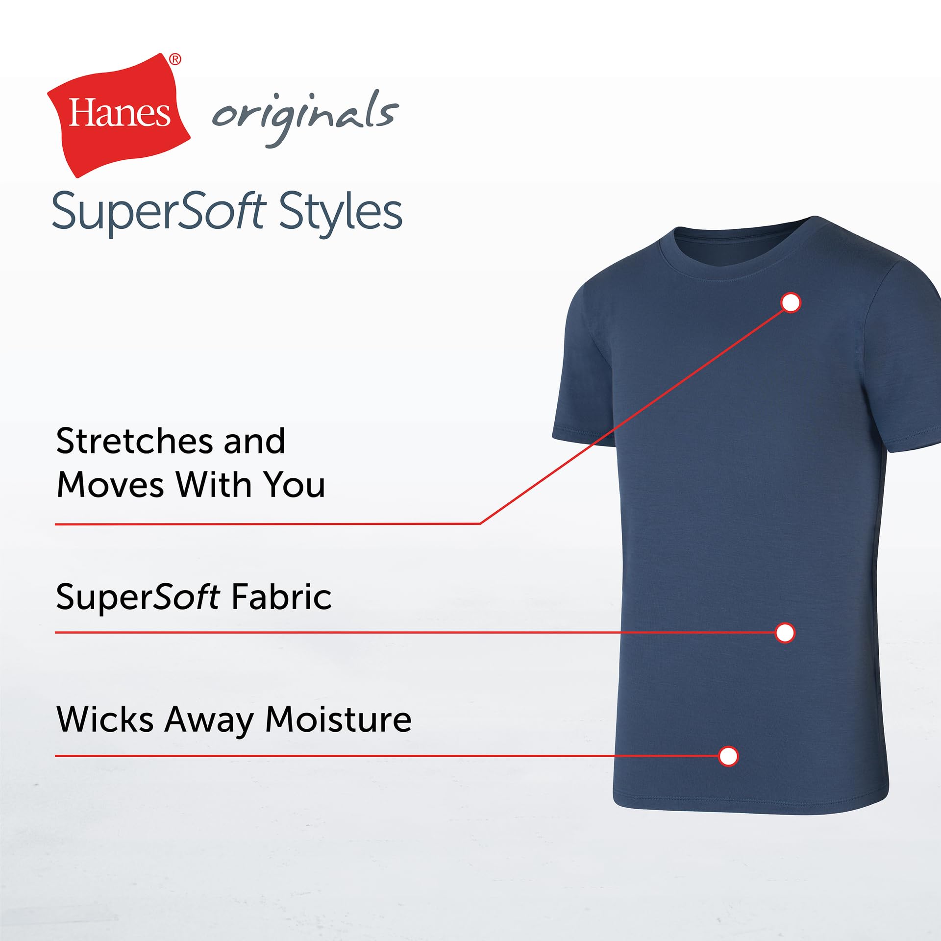 Hanes Originals Super miękkie koszulki chłopięce, zestaw 3 sztuk, odprowadzające wilgoć, czarno-białe/niebieskie, zestaw 3 sztuk, L, Czarny/Biały/Niebieski Zestaw 3 szt, L