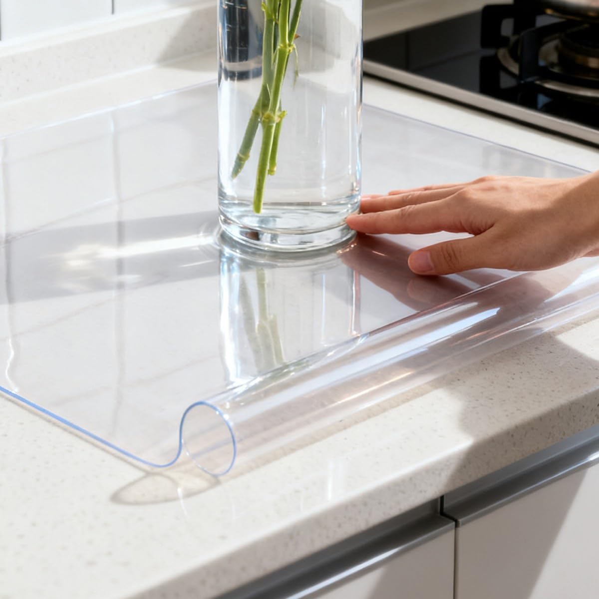 2mm Thick Clear Plastic Table Cover Protector, Office Chair Mat for Hardwood Floor, PVC Floor Protector Mat for Home, Desk Chair Mats, Waterproof Clear Table Protector for Dining Tables(16"x52")