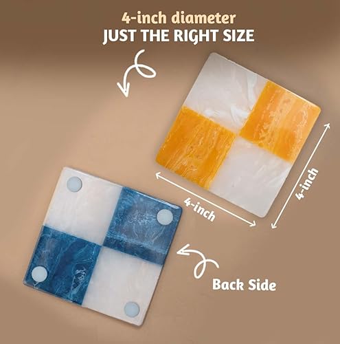 Miniatura 6 de Folkulture Juego de 4 posavasos de resina (4 pulgadas) para mesa de café, posavasos hechos a mano para bebidas, bonitos posavasos impermeables para