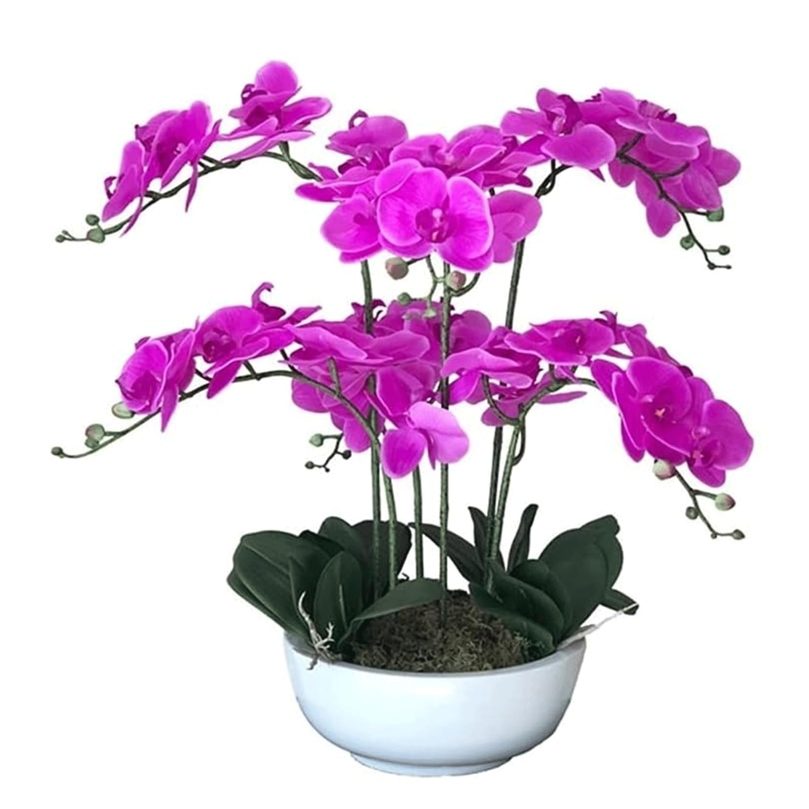 Orchidée Artificielle avec Vase Fleurs de phalaenopsis artificielles Colle au Toucher Fleur Artificielle 53 cm Fausse Fleur Maison Fausses orchidées Fleurs artificielles