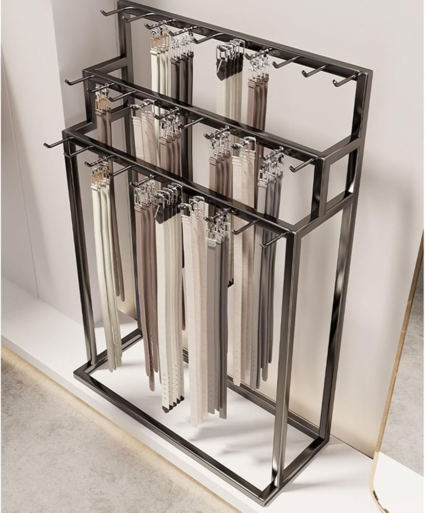 Espositore versatile da pavimento e organizer per cinture, cravatte, sciarpe, borse, gioielli e scialli, ideale per negozi di abbigliamento e armadi per camera da letto