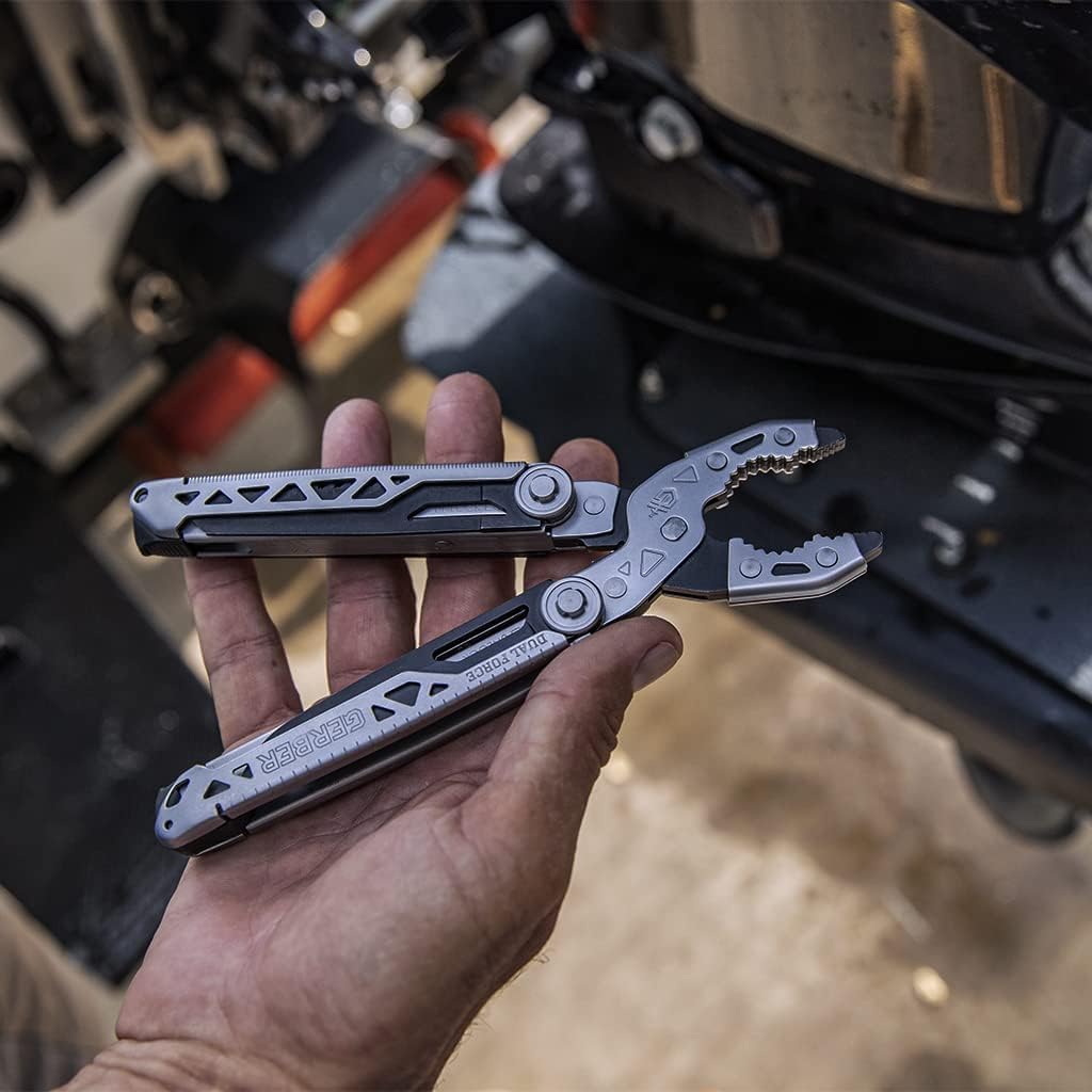 Gerber Gear Dual-Force Multitool - Heavy Duty, Center Axis Driver, Blunt Nose Pliers with Saw, Wire Cutters, Bit Storage, and More - Multi