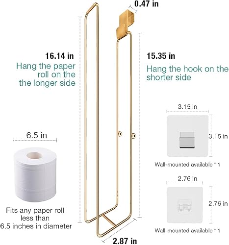 Miniatura 7 de Conworld Soporte de pared para almacenamiento de papel higiénico, dispensador de rollos de papel higiénico, reserva para almacenamiento y