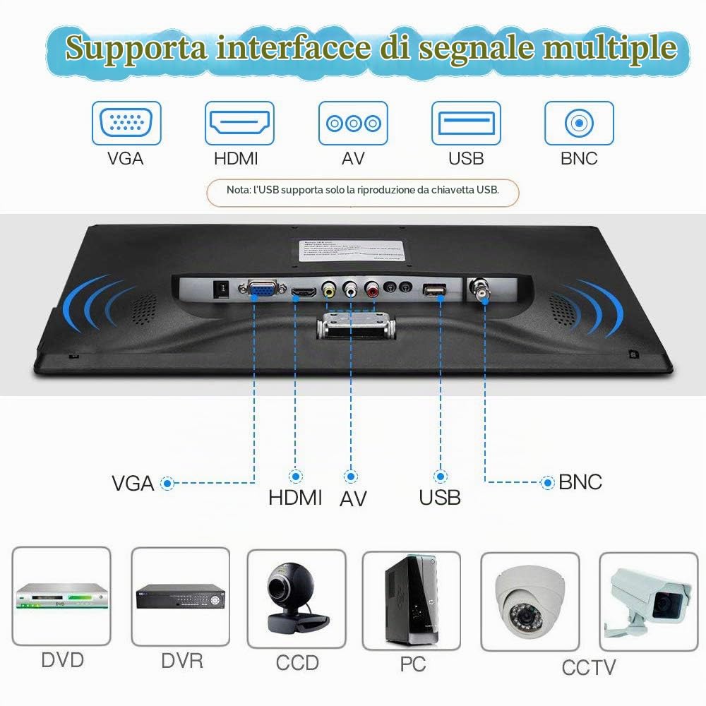 19 pollici Monitor CCTV Display Sicurezza Schermo telecamera di sicurezza Multifunzione HDMI AV BNC VGA Ingresso interfaccia USB monitor del computer Risoluzione 1440X900