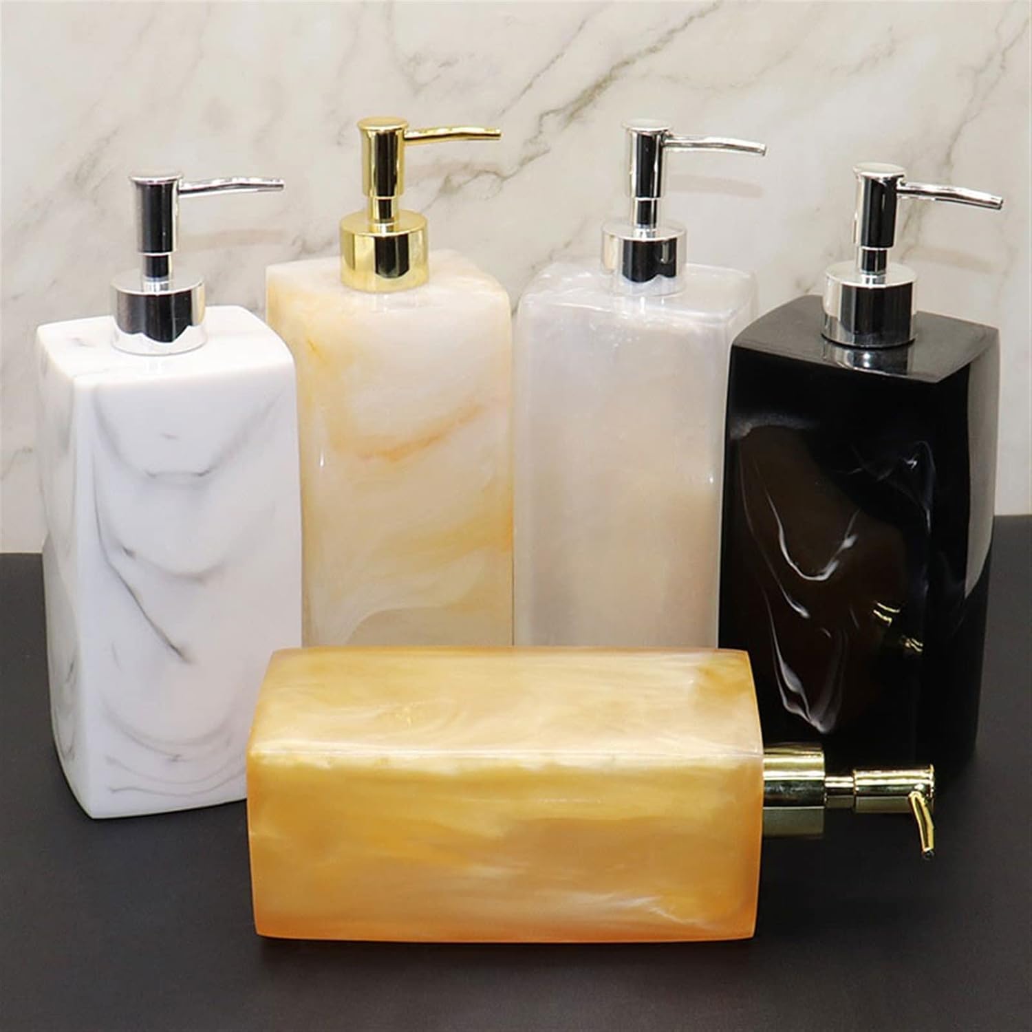 Countertop Soap Dispenser 700ML Large Capacity Press Type Resin Soap Dispenser Shampoo Bottle Multi-Function Lotion Sub Bottle Liquid Soap Dispenser (Color : Brass)
