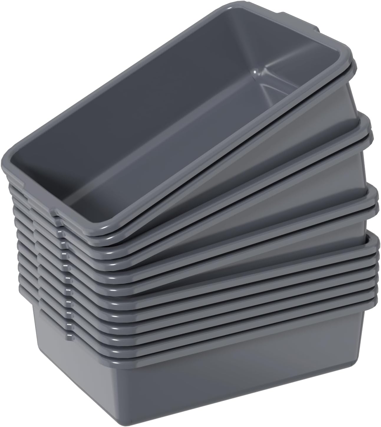 Morcte 12-Pack 13 L Commercial Bus Box, Plastic Bus Tub/Wash Basin, Gray