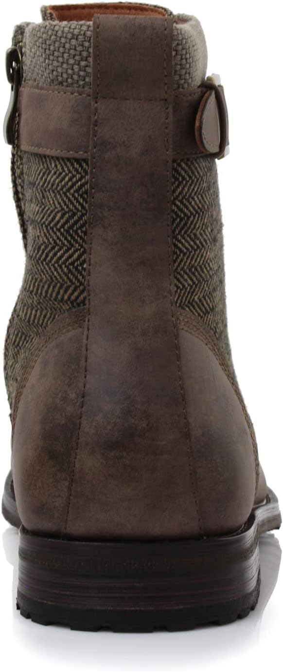 Polar Fox Men's Military Style Combat Boot Collection | Men's Cap Toe Ankle Boots with Lace-Up & Side Zipper