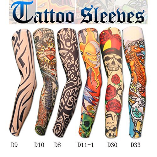 Tattoo Sleeves for Men,YARIEW 6Pcs Arm Sleeves Fake Tattoos Sleeves to Cover Arms Sun Protection Sleeves Tattoo Sleeve Covers Tattoo Cover Up Sleeve Temporary Tattoo Sleeves for Men and Women (Set 2) - Thumbnail 2