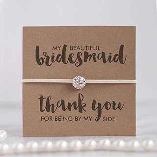 Thank You Bridesmaid Gifts - Bridesmaid Thank You Gifts, Bridesmaid Gift, Thank you Bridesmaid Cards With Adjustable Sparkly friendship Bracelet