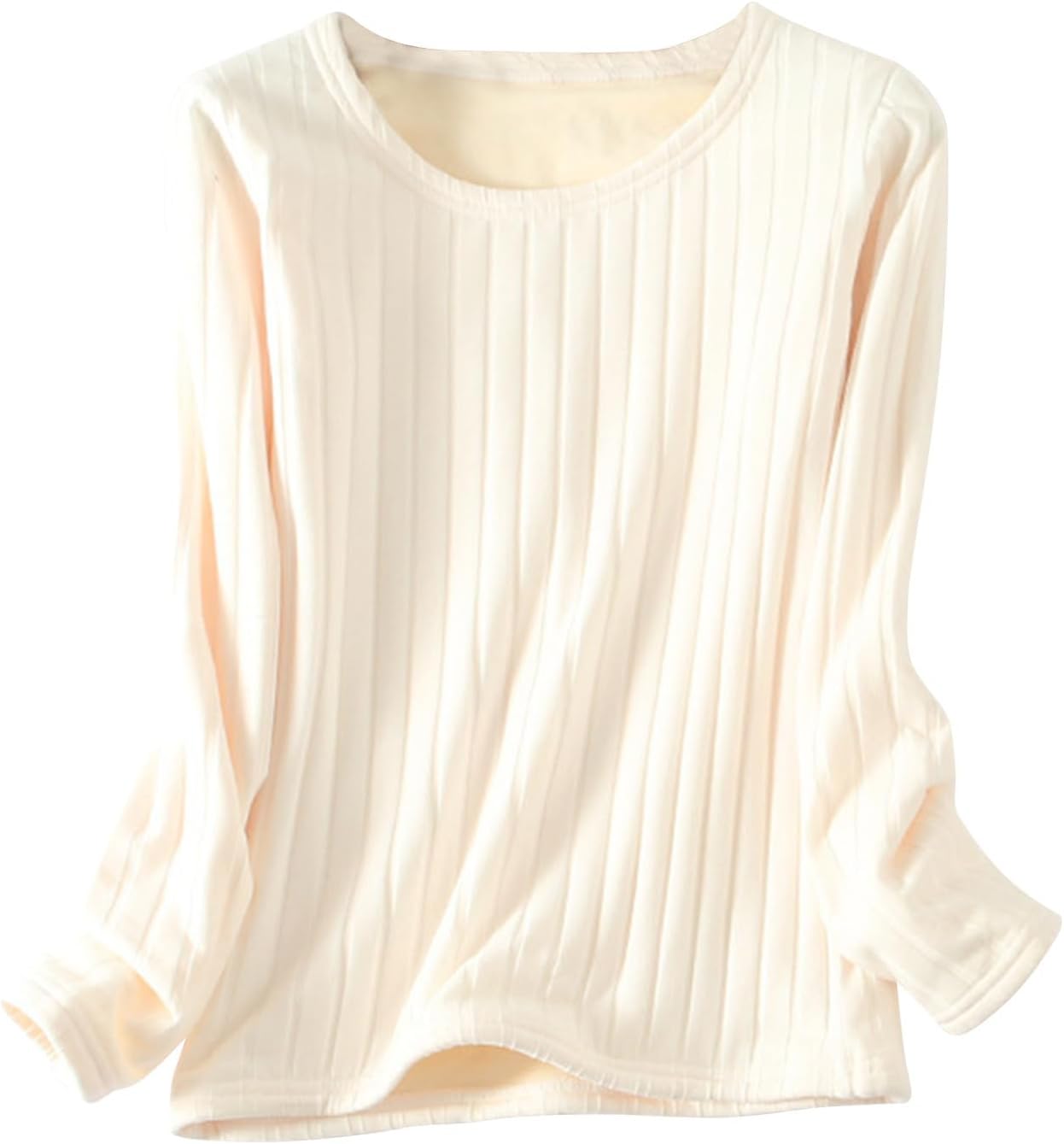 Fleece Lined Thermal Tops for Women Winter Warm Long Sleeve Pajamas Shirts Crewneck Sherpa Pullover Loungewear