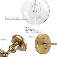 Vista 9 de Phansthy Lámpara de pared industrial vintage de 2 luces con doble pantalla de cristal de globo de 5.9 pulgadas (antiguo)