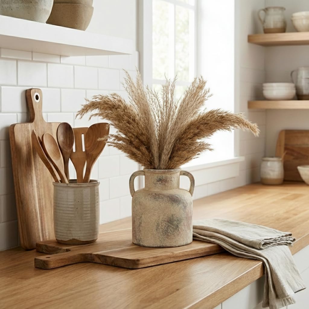 Emotionally Grounded Vase, Vaseking Ceramic Rustic Vase with 2 Handles, 6.1 inch Minimalist Decorative Farmhouse Vases for Home Decor, Living Room, Enterway, Table Decoration, Neutral - Image 7