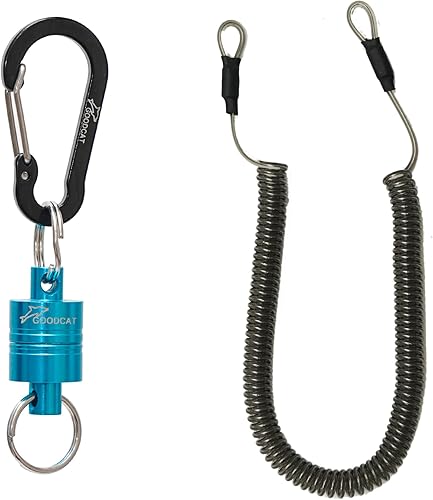 GOODCAT Llavero magnético más fuerte de liberación de red magnética con mosca, retractor de clip magnético con mosquetón retráctil