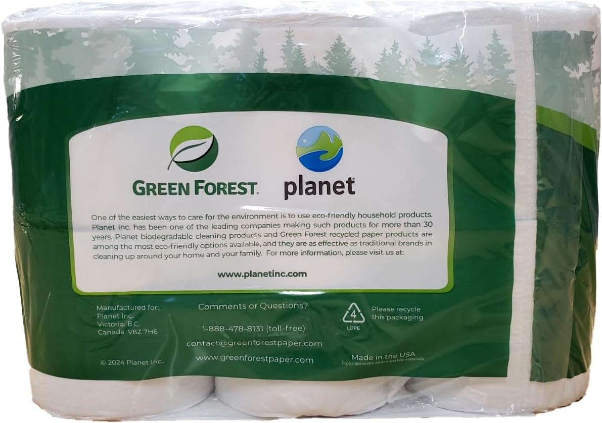 Green Forest Bathroom Tissue, 100% Recycled 12-Roll Pack, 286 Sheets per Roll (Pack of 4)