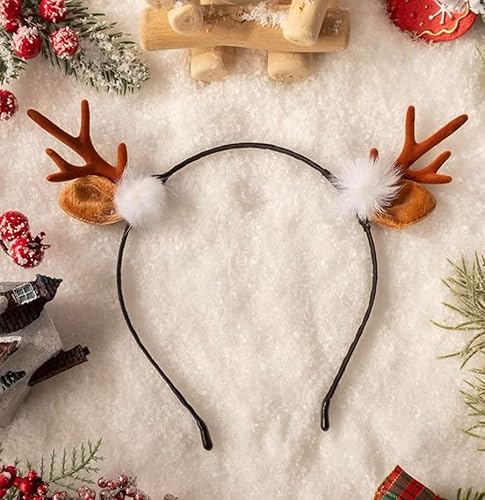 Miniatura 2 de Diadema de cuernos de reno, diadema de Navidad para mujeres y niñas, cuernos de ciervo y orejas