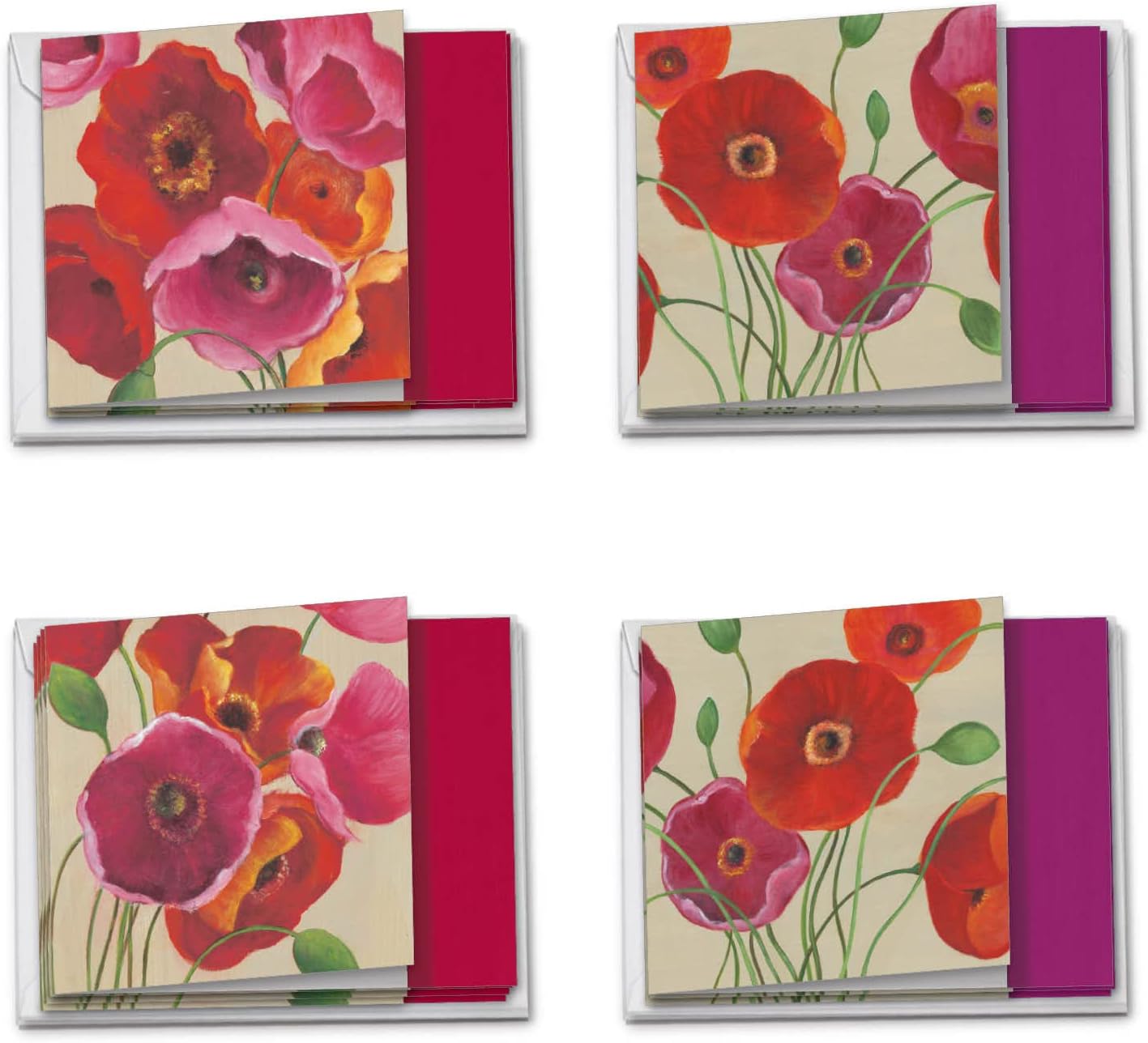 The Best Card Company - 12 Assorted Blank Note Cards (4 x 5.12 Inch) - Boxed All Occasion Notecards Bulk (4 Designs, 3 Each) - Blooming Branches MQ4596OCB-B3x4-NB
