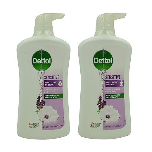 Dettol Anti Bacterial pH-Balanced Body Wash, Sensitive, 21.1 Oz / 625 Ml (Pack of 2) for Moisturizing