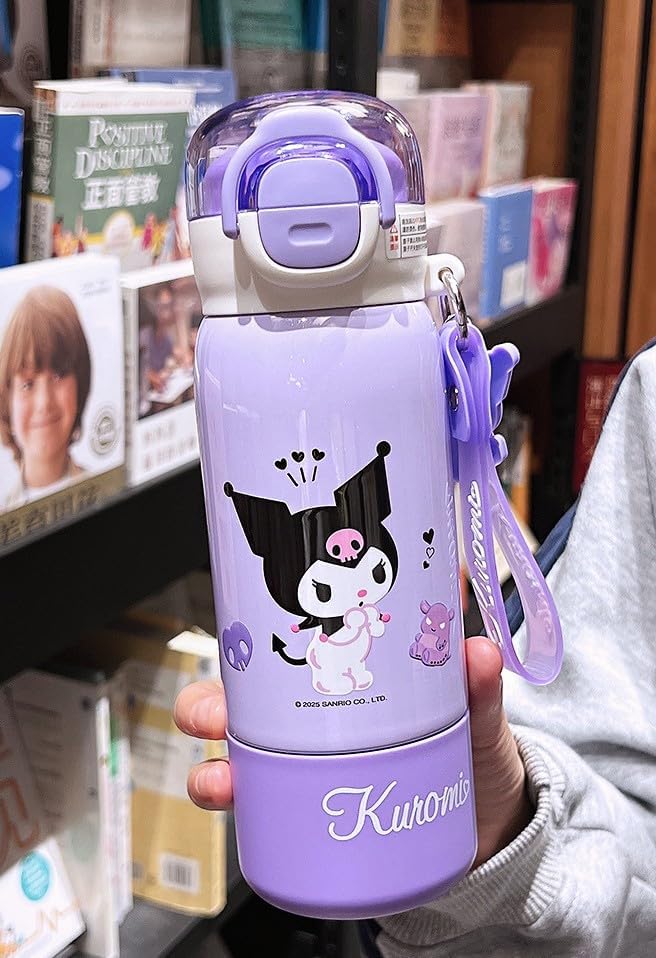 Kuromi Stainless Steel Insulated Water Bottle (Spout & Straw) 380ml - Image 3