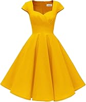 Hanpceirs Women's Cap Sleeve 1950s Retro Vintage Cocktail Swing Dress with Pockets - Tea Length Bridesmaid Party Dress