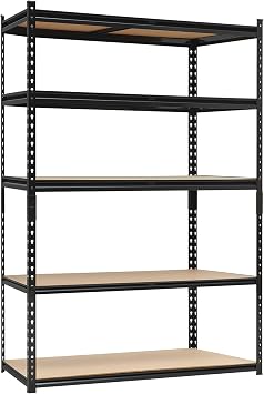 Heavy Duty Garage Shelving Units,5-Tier Adjustable Storage Shelves,48 x 18 x 72in,Loads 3000 LBSS,Adjustable Garage Storage Shelving, Metal Storage Utility Racks Shelf Unit 48x18x72 Inch