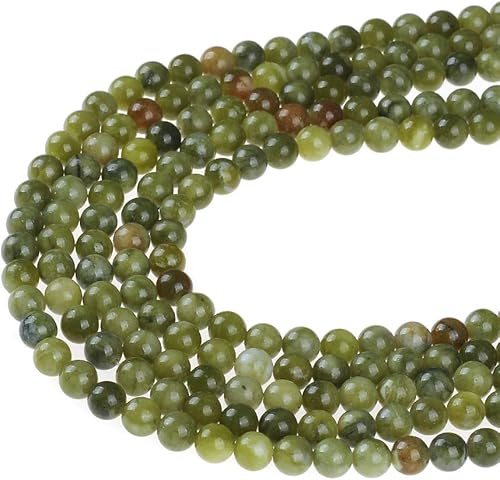 Miniatura 3 de Cuentas redondas sueltas de jade verde natural de 0.315 pulgadas (0.315 in), pulsera de piedra de cristal, accesorios para collares, manualidades