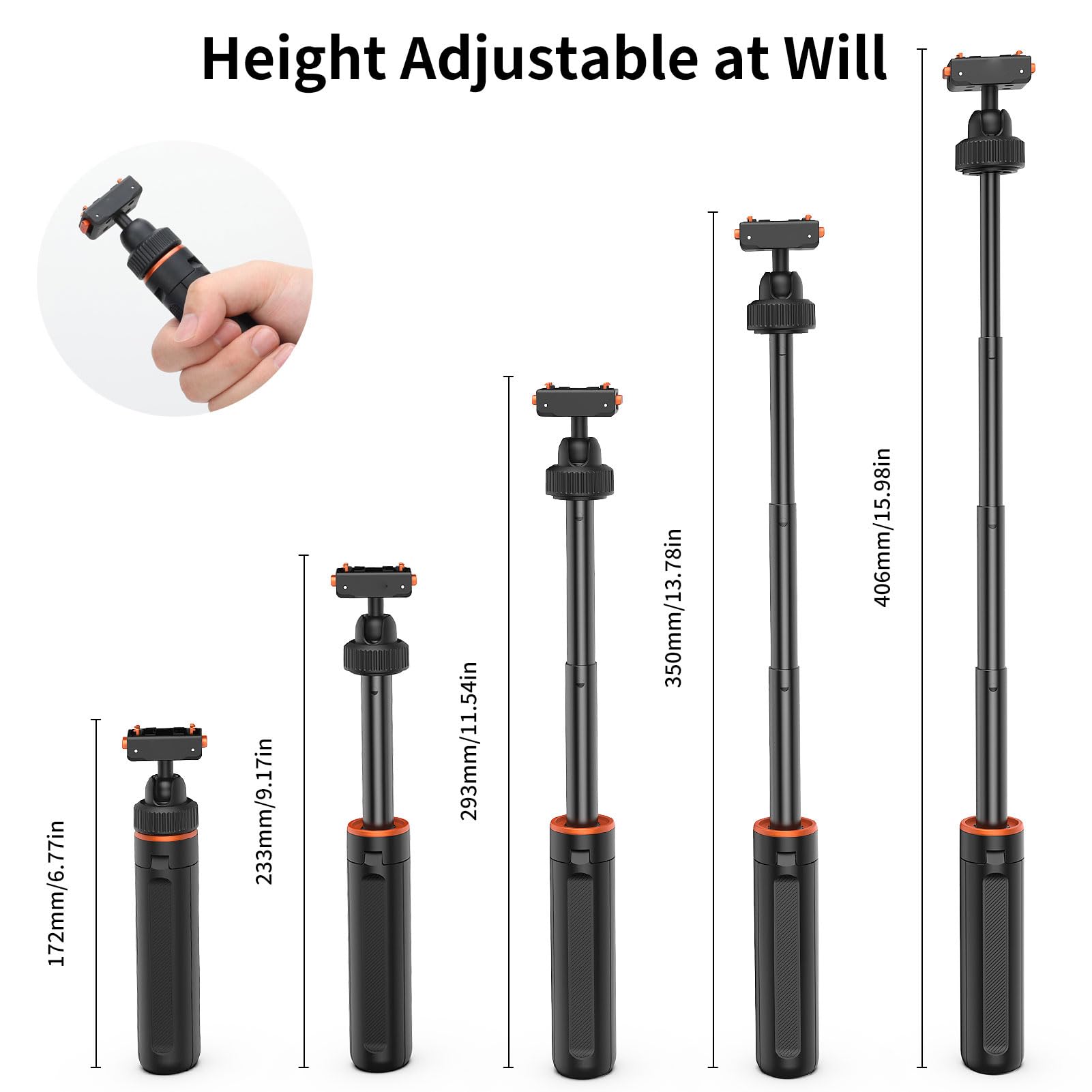 Trípode de Poste de Extensión Compacto para Ace Pro 2 X5 X4 Air, Soporte Magnético Extensible de Liberación Rápida de 17-41 Cm, Rótula de Bola de 360°, Empuñadura