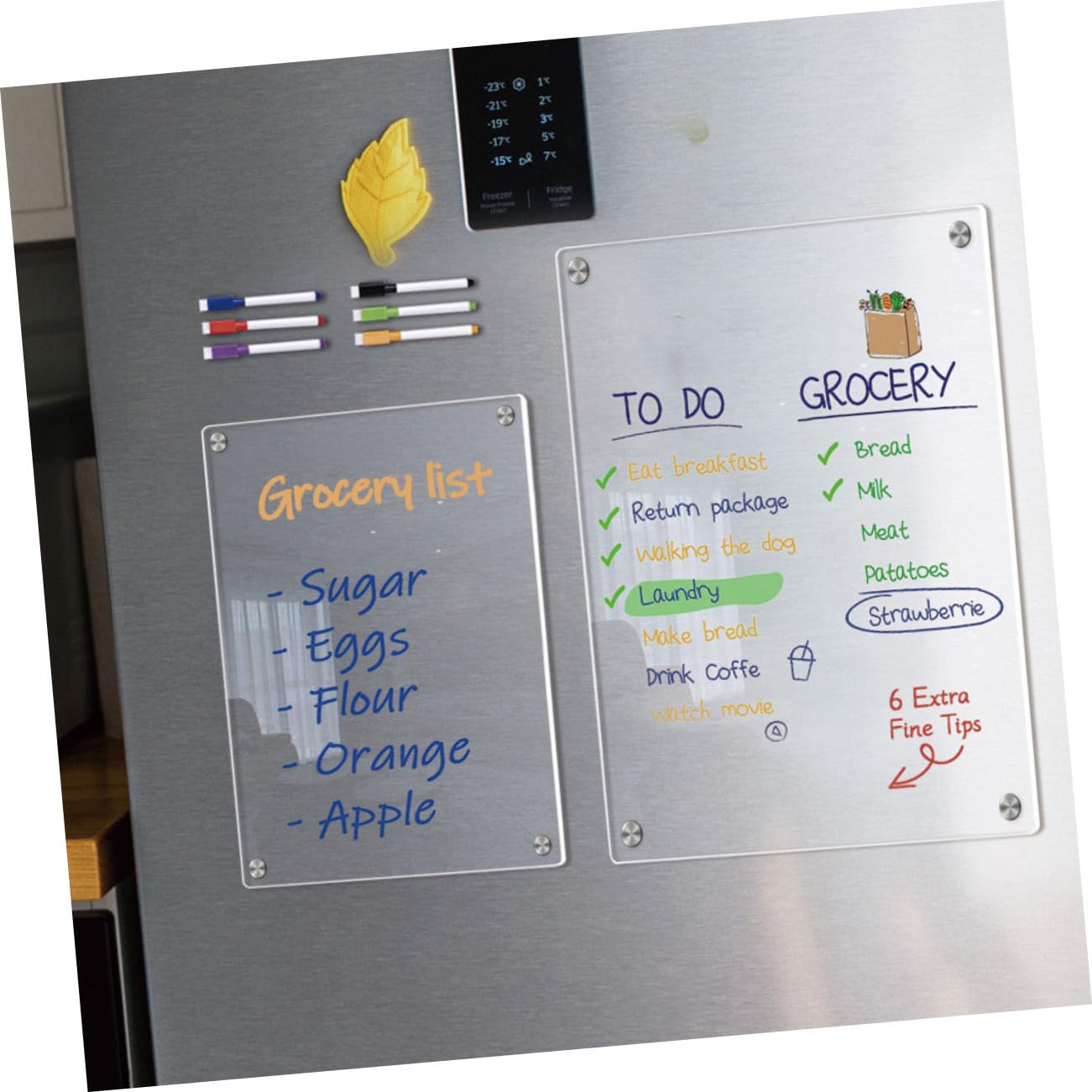 Magnetische Transparente Acryl notiztafel für Kühlschrank Abwischbares Trockenlösch board mit Whiteboard markern Praktische Haushalts Büroplaner tafel