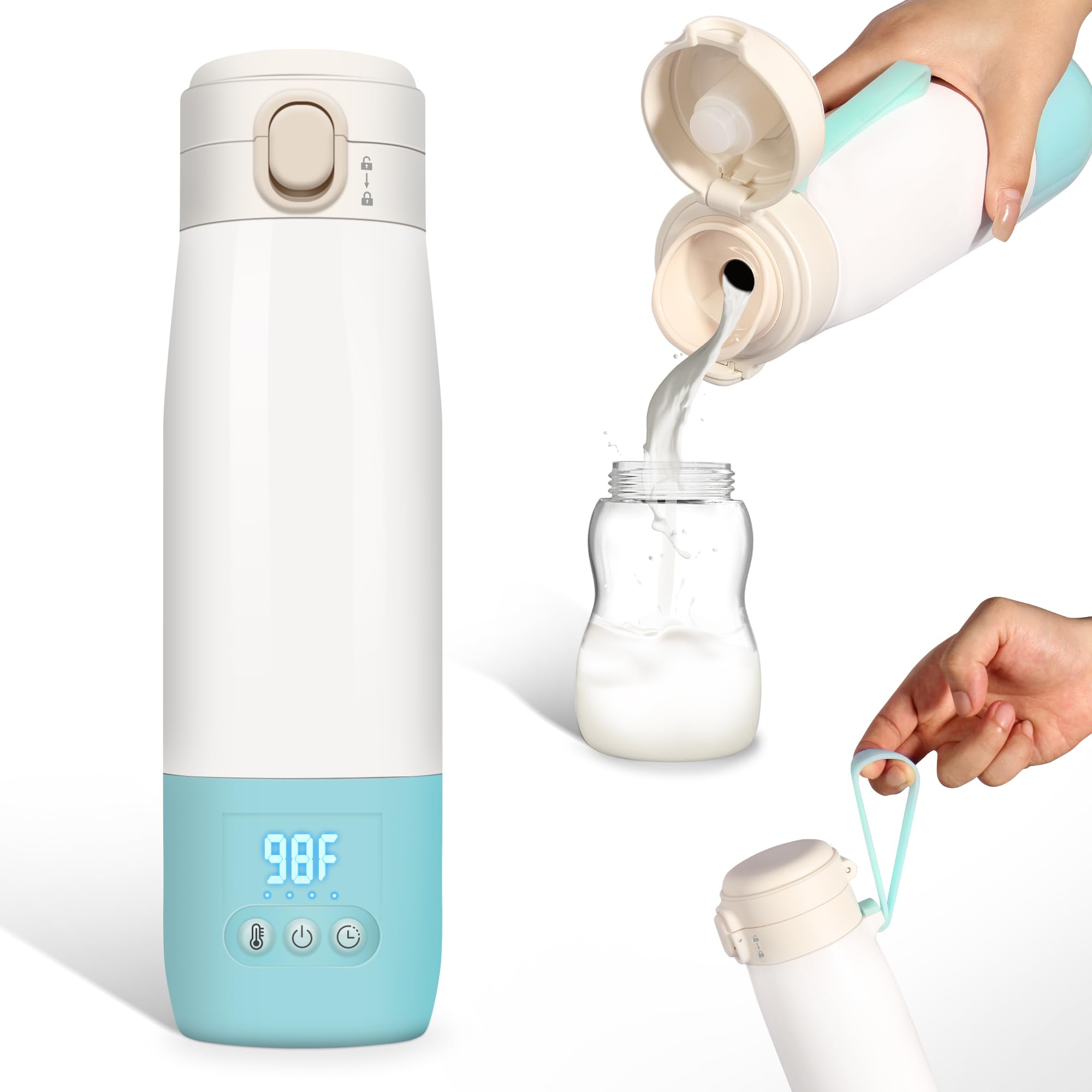 Portable Bottle Warmer for Travel, Bottle Warmer On The Go with Quick Heating, Preset Modes and PreciseTemperature Control, Water & Milk Warmer with