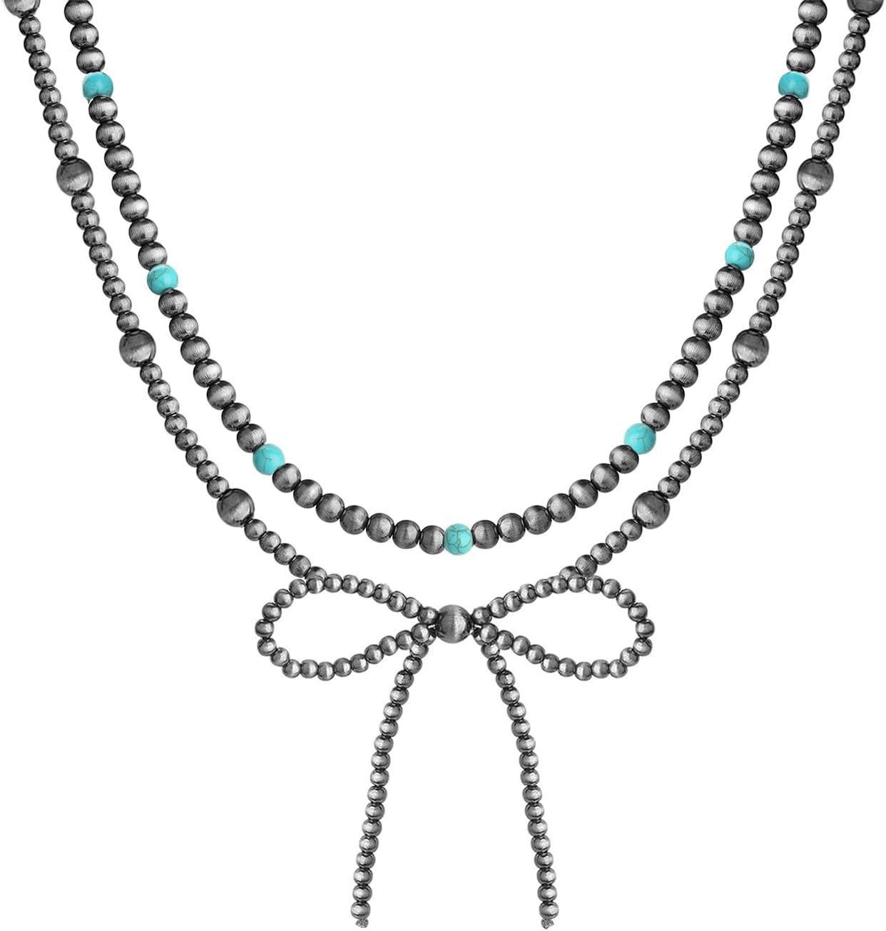 Layered Navajo Pearls Necklace with Western Pendant Necklaces for Women Retro Tribe Western Fashion Accessories