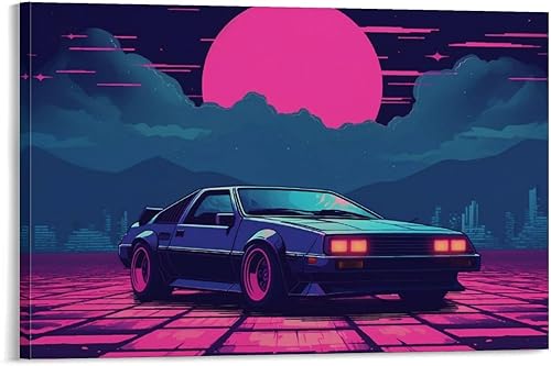 Retrowave Jdm - Póster retro de Cyberpunk para pared, póster e impresiones artísticas para colgar para dormitorio, aula, dormitorio, sala de estar,