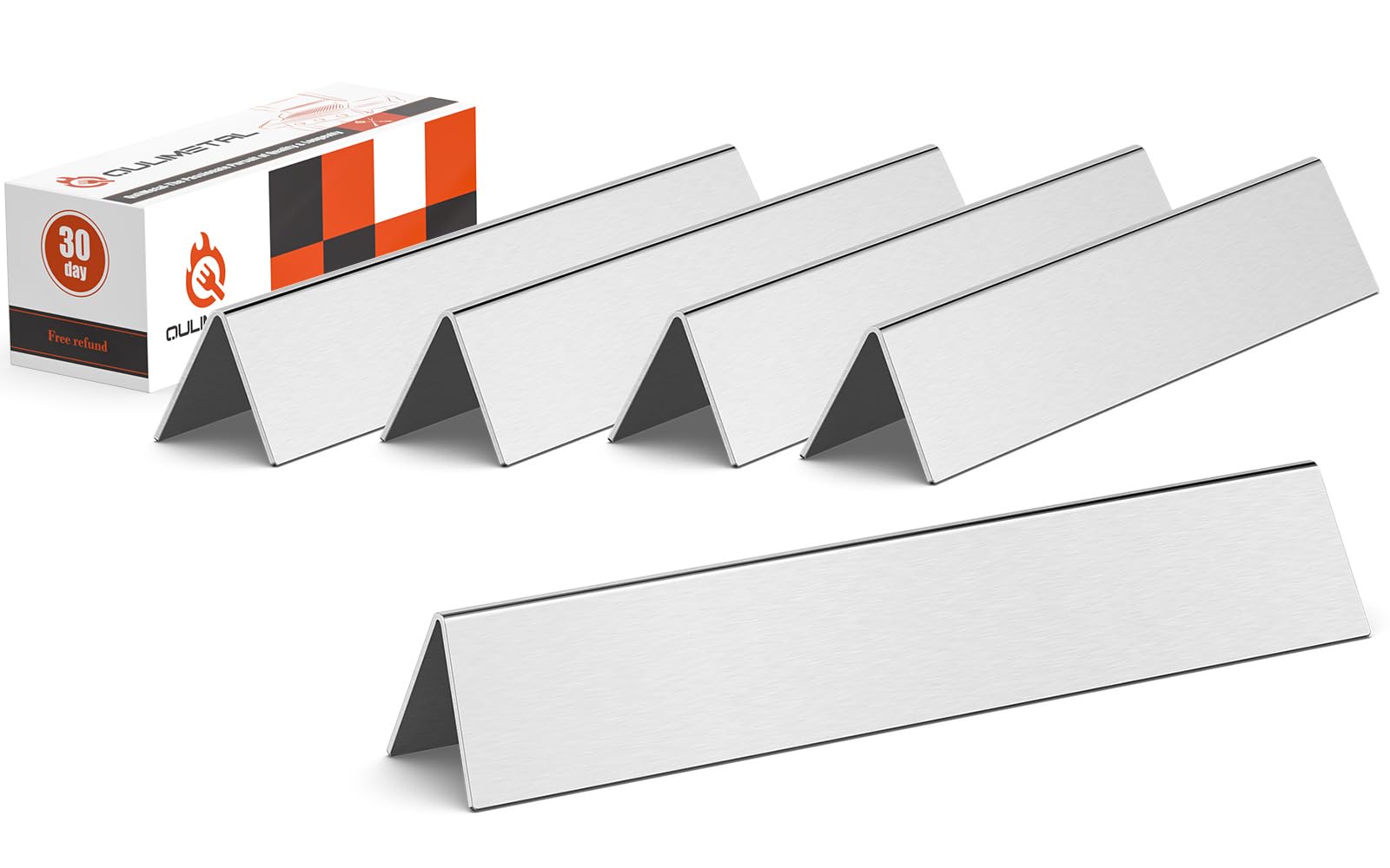 QuliMetal 17.5 Inch Flavorizer Bars for Weber Genesis 300, Genesis E-310 E-320 E-330 Grills with Front Controls Knobs (2011-2016), Stainless Steel Grill Heat Plates for Weber 7620 7621