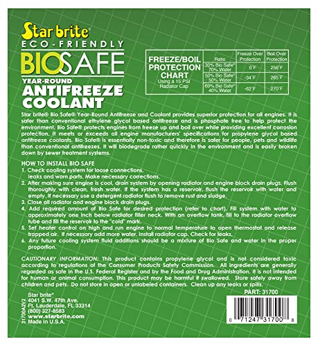 STAR BRITE BIO-Safe Non-Toxic PG All Year Anti-Freeze/Coolant - Full Strength (031700C)