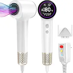 HOTLIFE Secador De Cabelo Iônico Para Mulheres E Homens - Secador De Cabelo Profissional De Alta Velocidade De 110.000 Rpm Com Plasma De 400 Milhões, Bico Magnético, Display Hd E Modos De Ar Frio/Qu